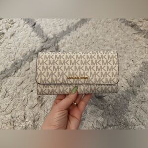 Michael Kors Beige Monogram Clutch